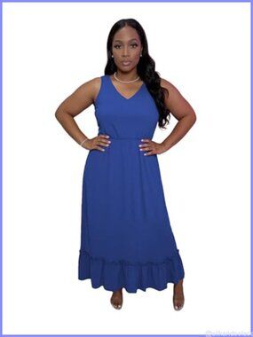 TOPSRANI Plus Size Maxi Dress Women Oversized Short Sleeve Loose Casual Summer